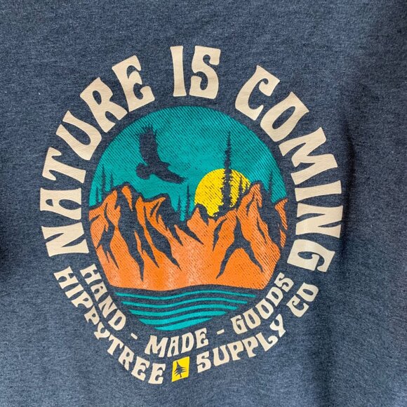 HippyTree Men's Nature is Coming Crew Neck Long Sleeve Navy Sweatshirt Size M‎ - Picture 2 of 9
